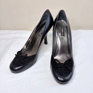 STYLE & CO. Black Almond Toe High Heel Pumps with Bow Accent, Size 9M